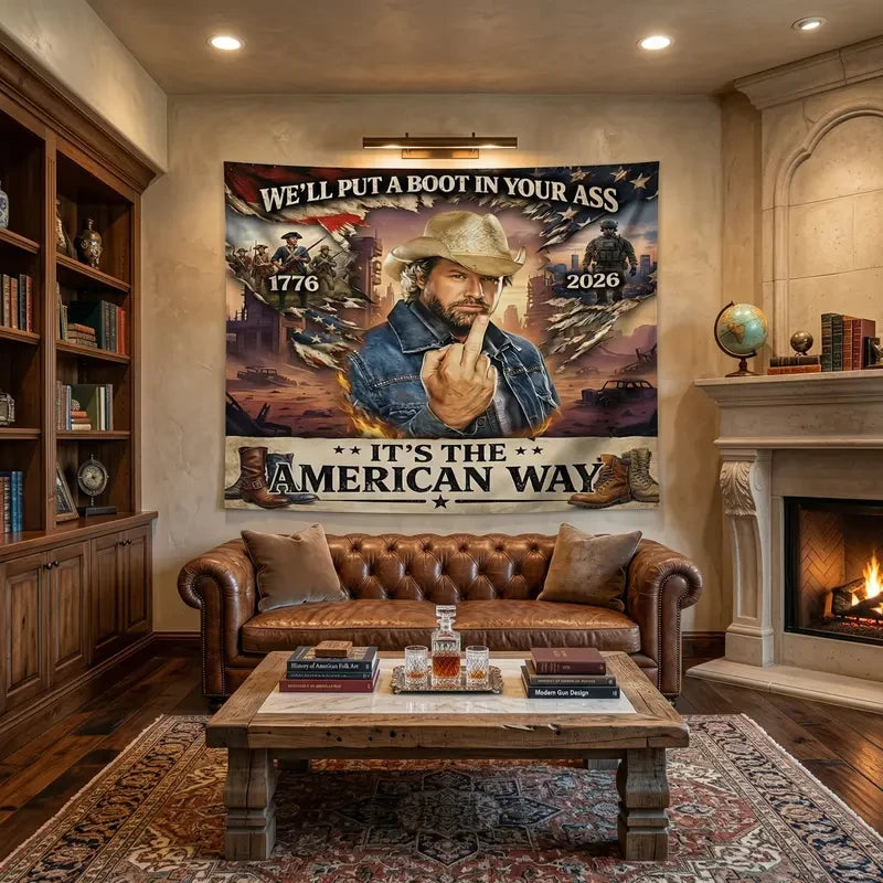 Toby Keith Red White And Blue Tapestry, We'll Put A Boot Tapestry Flag, Home Decor Decor Gift #241