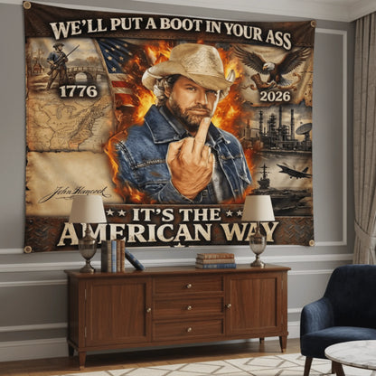 Toby Keith Red White And Blue Tapestry, We'll Put A Boot Tapestry Flag, Home Decor Decor Gift #241