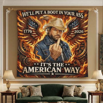 Toby Keith Red White And Blue Tapestry, We'll Put A Boot Tapestry Flag, Home Decor Decor Gift #241