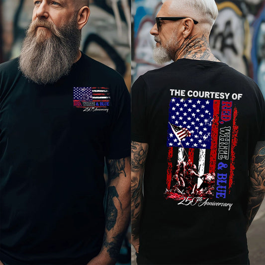 Toby Keith Inspired “Courtesy of the Red, White & Blue” Patriotic Vintage T-Shirt – American Flag Cowboy Graphic Tee, 250th Anniversary Country Music Shirt, Unisex Retro Western Style Top, #240