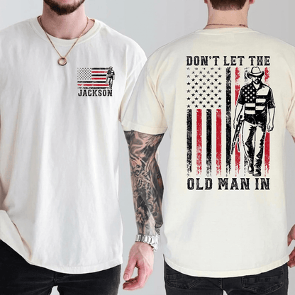 Custom Name Don't Let The Old Man T-Shirt, Toby Keith Cowboy Patriotic Tee, Country Music Legend Memorial Gift, Vintage American Flag Shirt for Men #241