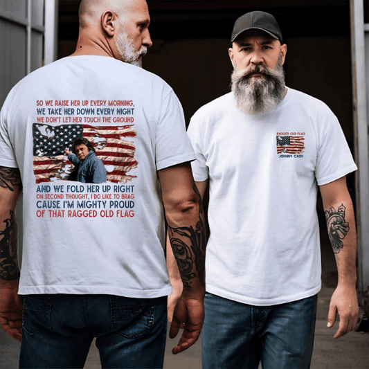 Johnny Cash 4th of July Shirt, Ragged Old Flag Shirt, Graphic Tee, Unisex Fashion, Full Color, Full Size, For Men, For Women, #186