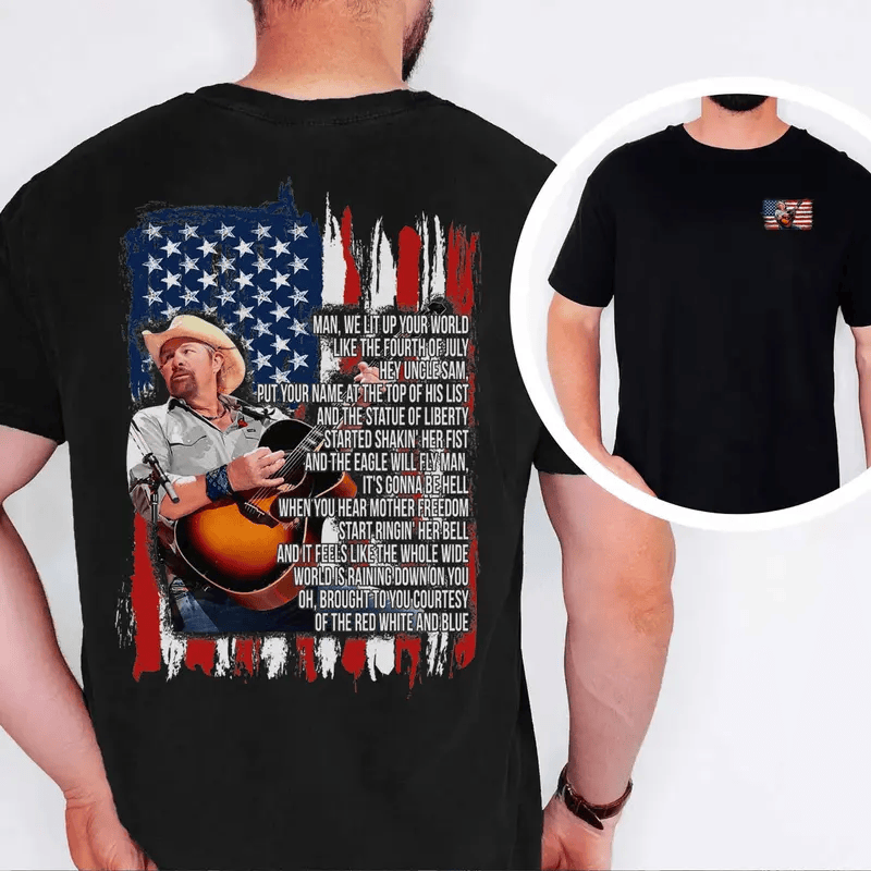 Courtesy Red White Blue Double Side Shirt, Celebrate 4th of July, Red White And Blue Tshirts, Country Music Tee, Fouth Of July Tshirts #241