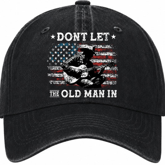 Toby Keith hat, Don’t Let The Old Man In Cowboy Guitar American Flag Vintage Dad Cap Hat, #240