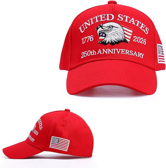 250th Anniversary Patriotic Baseball Cap (1776-2026) Embroidered USA Hat, Adjustable Unisex Bicentennial Gift #35