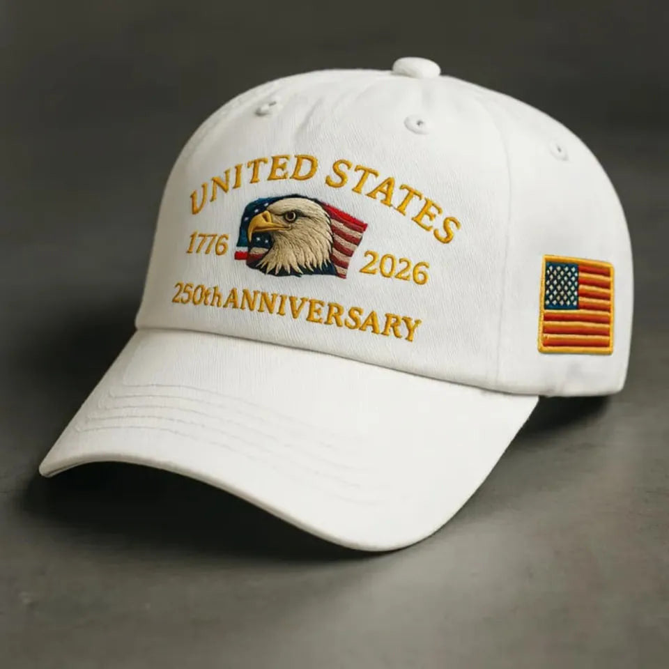 250th Anniversary Patriotic Baseball Cap (1776-2026) Embroidered USA Hat, Adjustable Unisex Bicentennial Gift #35