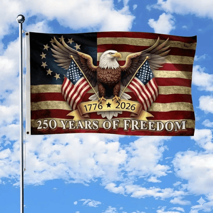 250th Anniversary American Flag, 1776-2026 USA 250 Years of Freedom Flag, Made from 100% Polyester with Brass Grommets Fade Resistant, Indoor Outdoor Patriotic Eagle 4th of July Decoration #241