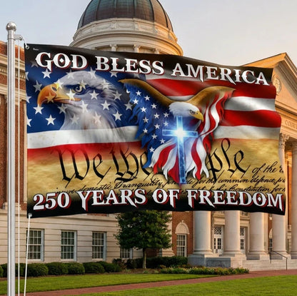 250 Years of Freedom Flag, We the People, God Bless America Grommet Flag 3-Day Shipping