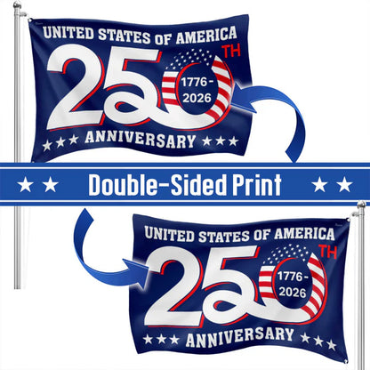 Patriotic 250th Anniversary 1776 2026 United States of America Semiquincentennial Grommet Flag 3-Day Shipping
