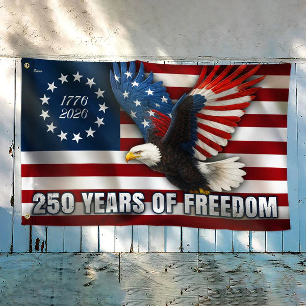 250 Years of Freedom Flag, 1776–2026 Eagle Betsy Ross Grommet Flag 3-Day Shipping