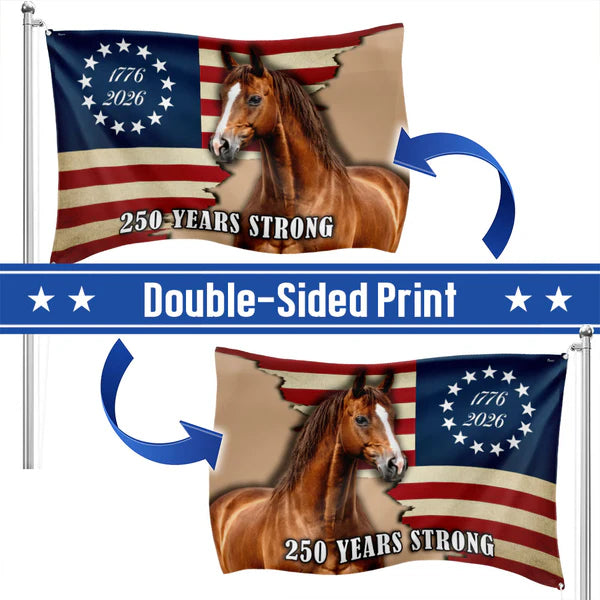 Stallion Grad Flag 250 Years Strong Horse American Grommet Flag for Farm Patriotic Decor ...