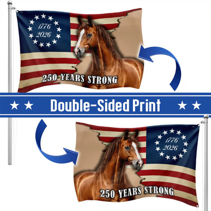 250 Years Strong Horse American Grommet Flag for Farm Patriotic Decor 3-Day Shipping