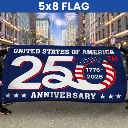 Patriotic 250th Anniversary 1776 2026 United States of America Semiquincentennial Grommet Flag 3-Day Shipping