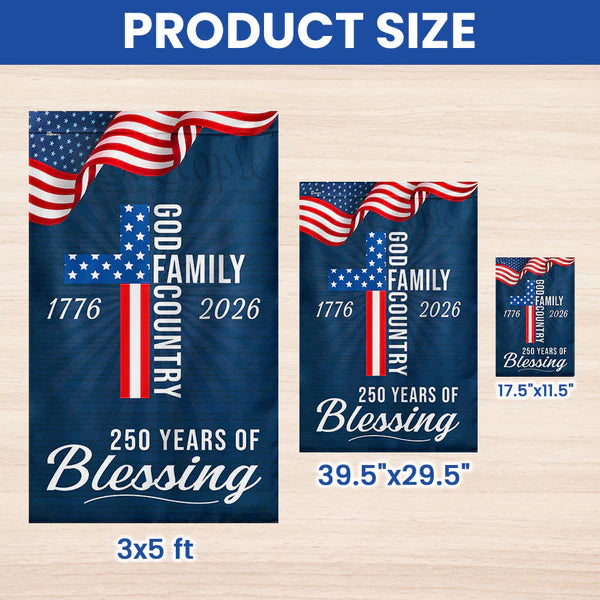 American Patriotic Flag, 250 Years of Blessing God 1776 2026 Flag 3-Day Shipping
