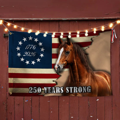 250 Years Strong Horse American Grommet Flag for Farm Patriotic Decor 3-Day Shipping