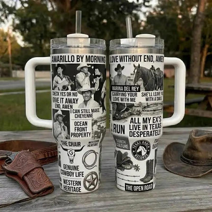 Geroge Strait Tumbler, Vintage King Of Country Music Strait 2 Sides 40oz Tumbler, Country Music Tumbler #180