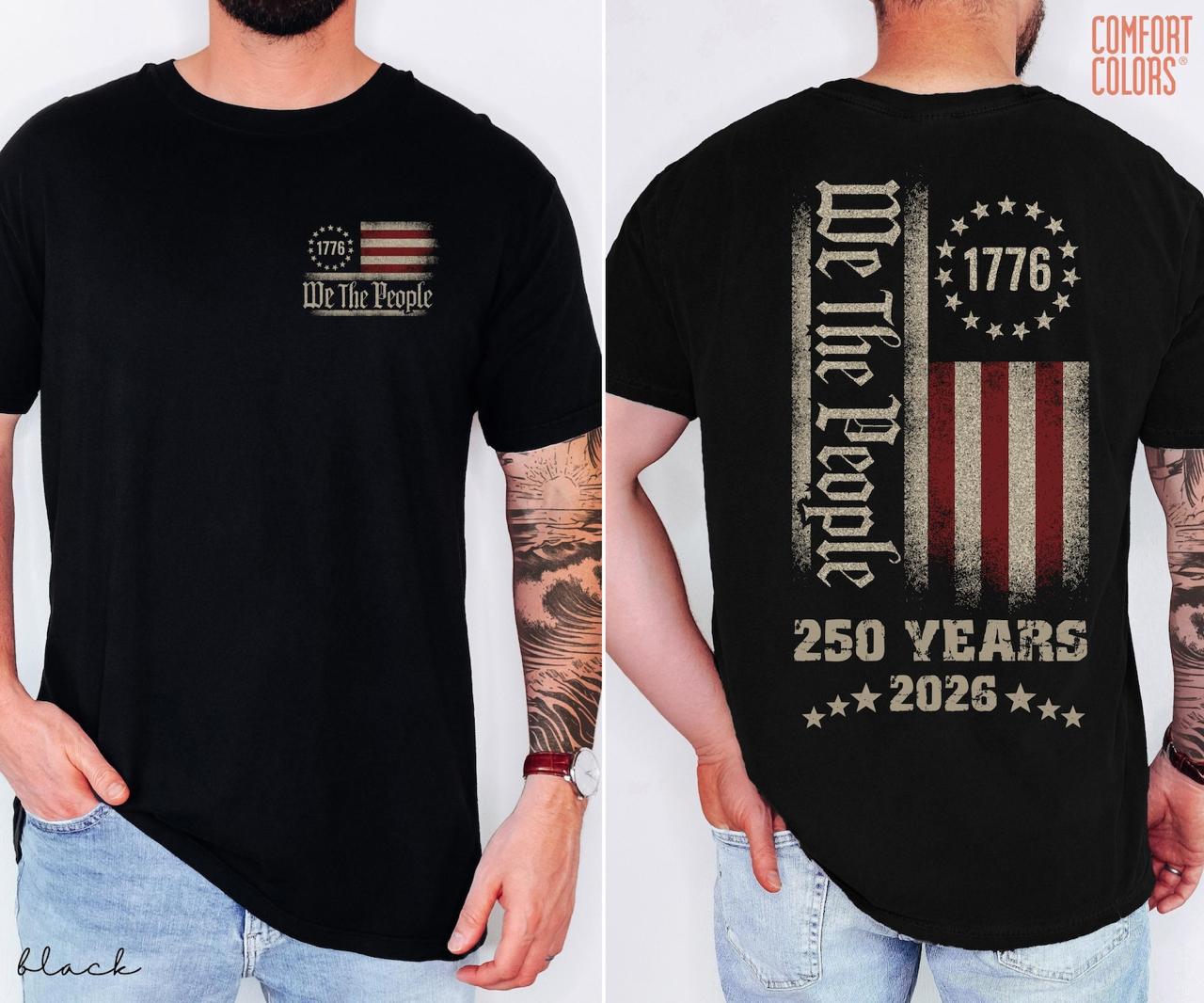 Retro 250th America Anniversary Shirt, US 250 Years Shirt, We The People Shirt, Vintage Independence Day Tee, Patriotic Tee