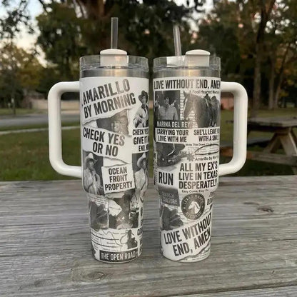 Geroge Strait Tumbler, Vintage King Of Country Music Strait 2 Sides 40oz Tumbler, Country Music Tumbler #180