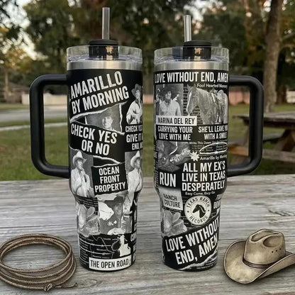 Geroge Strait Tumbler, Vintage King Of Country Music Strait 2 Sides 40oz Tumbler, Country Music Tumbler #180